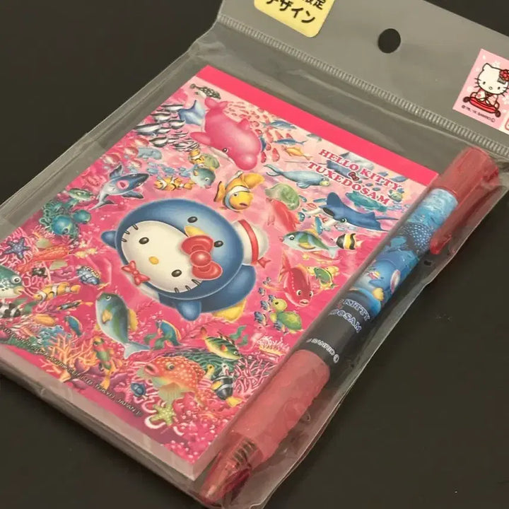 [BUNJANG] Hello Kitty x Tuxedo Sam Aquarium Memo Pad &amp; Pen Set / 고전 키티X턱시도샘 수족관 메모지 + 펜 세트