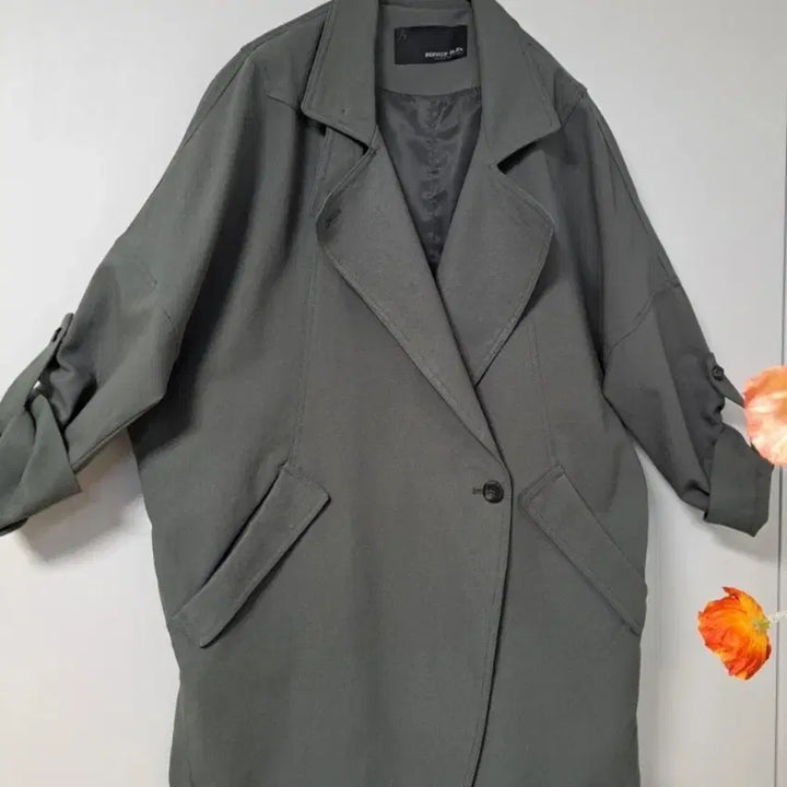 [BUNJANG] BonnyAlex Khaki Loose Fit Roll-Up Sleeve Jacket / 보니알렉스 루즈핏  카키 가오리핏 롤업 소매가능 춘추용 아우터