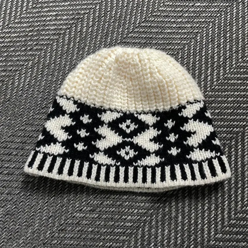 [BUNJANG] Vintage Nordic Pattern Knit Beanie / 빈티지 노르딕 패던 니트 비니 y 4577