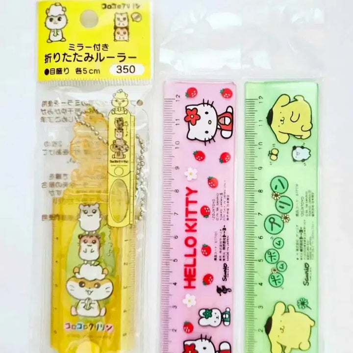[BUNJANG] Sanrio Corocorokuririn 3-Piece Folding Ruler Set / 산리오 자 3종세트, 코로코로쿠리링 자, 쿠리링 문구류