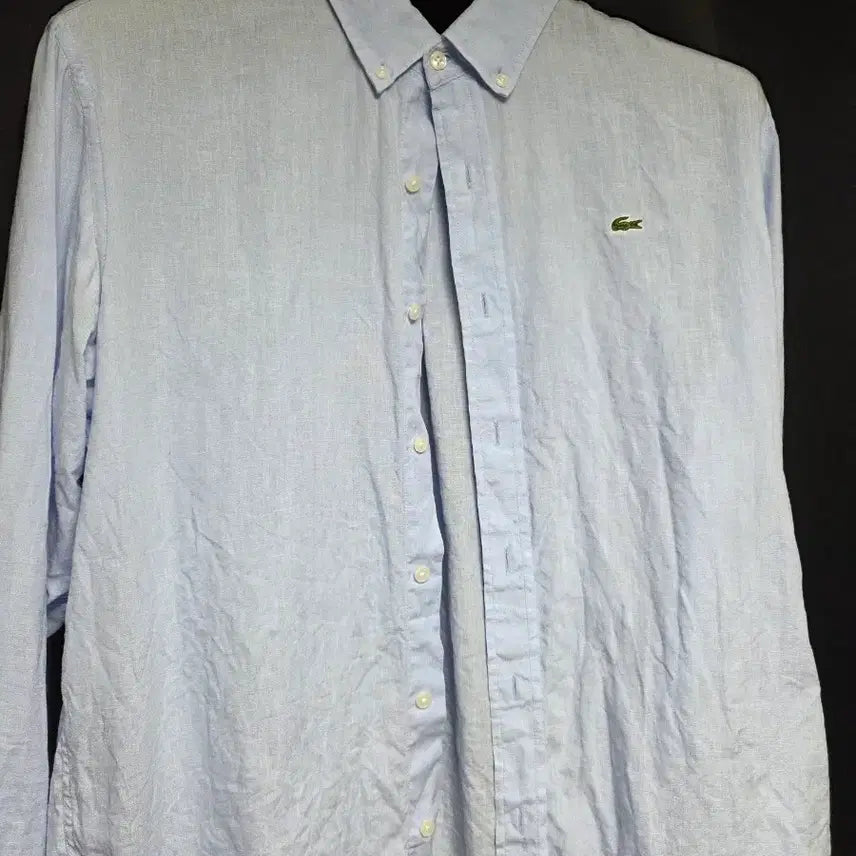 [BUNJANG] Lacoste Linen Shirt Sky Blue (Size 6) / 라코스테 린넨 셔츠 스카이블루 6