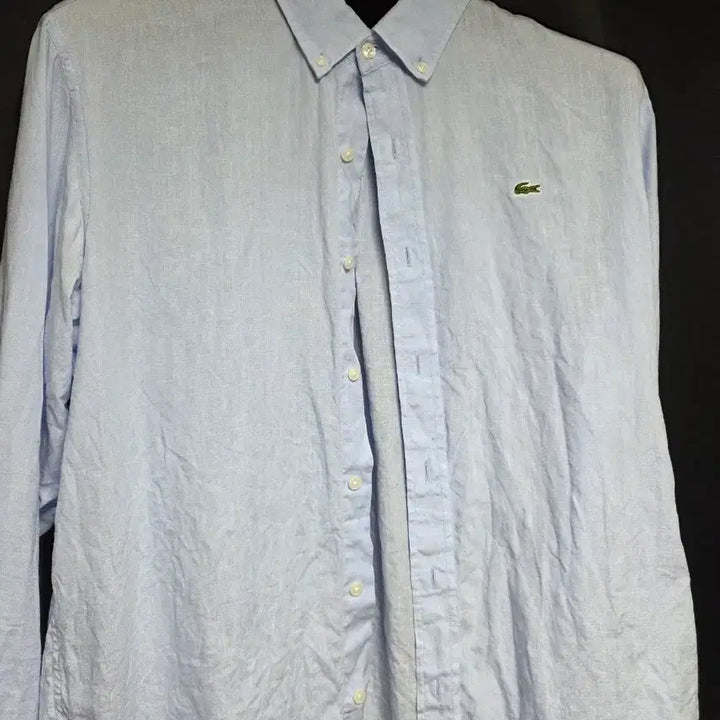 [BUNJANG] Lacoste Linen Shirt Sky Blue (Size 6) / 라코스테 린넨 셔츠 스카이블루 6