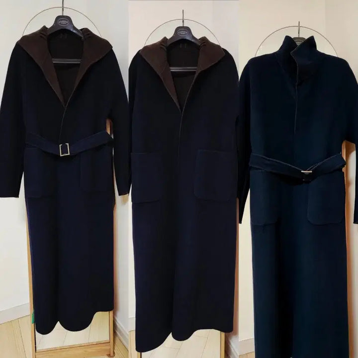[SOLD OUT] 타임 HAND MADE 리버시블 울100 롱코트 네이비와브라운 벨트포함