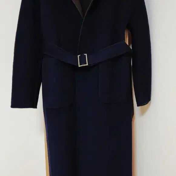 [SOLD OUT] 타임 HAND MADE 리버시블 울100 롱코트 네이비와브라운 벨트포함
