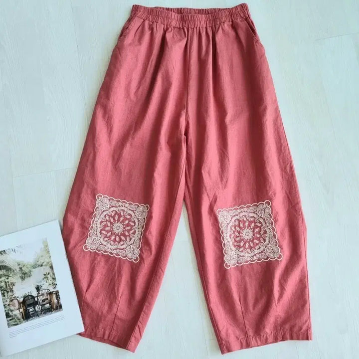 [BUNJANG] Linen Lace Patch Slacks / 린넨 레이스 패치 슬랙스