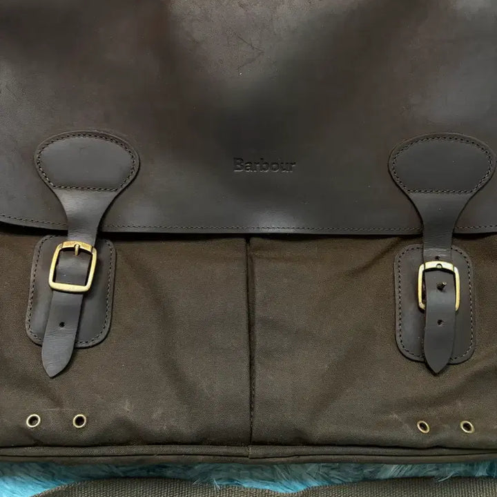 [BUNJANG] Barbour Waxed Canvas Leather Briefcase / 바버 왁스 캔버스 - 가죽 브리프케이스 서류 가방