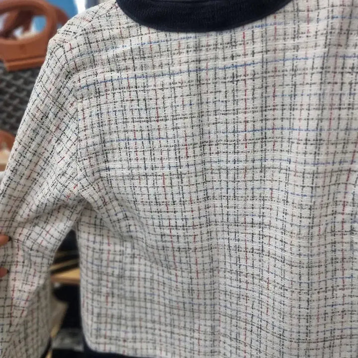 [BUNJANG] Nice Claup Tweed Jacket (White/Navy) - Size 66 / Nice Claup 나이스클랍 트위드 자켓 66
