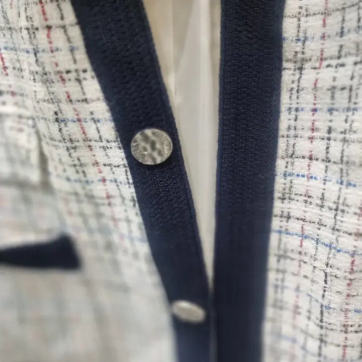 [BUNJANG] Nice Claup Tweed Jacket (White/Navy) - Size 66 / Nice Claup 나이스클랍 트위드 자켓 66