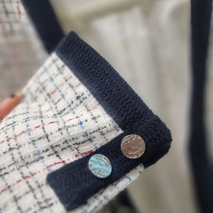 [BUNJANG] Nice Claup Tweed Jacket (White/Navy) - Size 66 / Nice Claup 나이스클랍 트위드 자켓 66