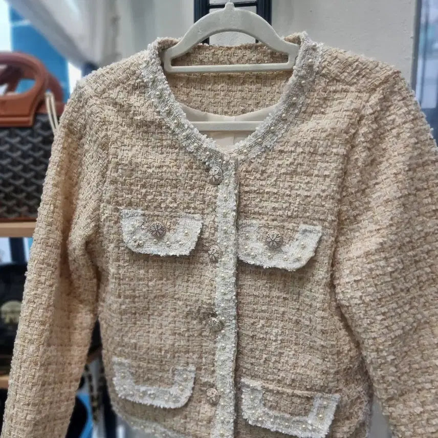 [BUNJANG] Tweed Jacket with Pearl Detail / 진주포인트 트위드 자켓