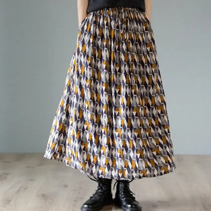 [BUNJANG] Tencel Pattern Skirt / 텐셀 패턴 스커트