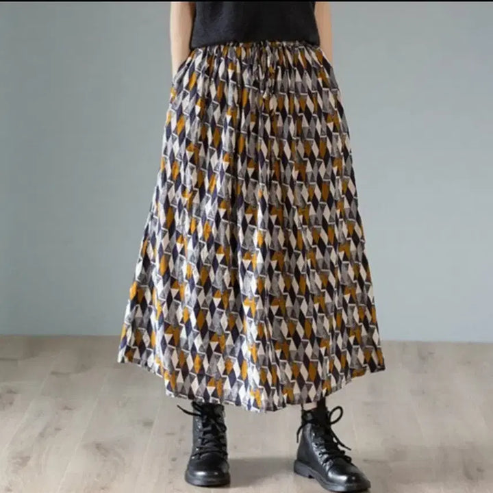 [BUNJANG] Tencel Pattern Skirt / 텐셀 패턴 스커트