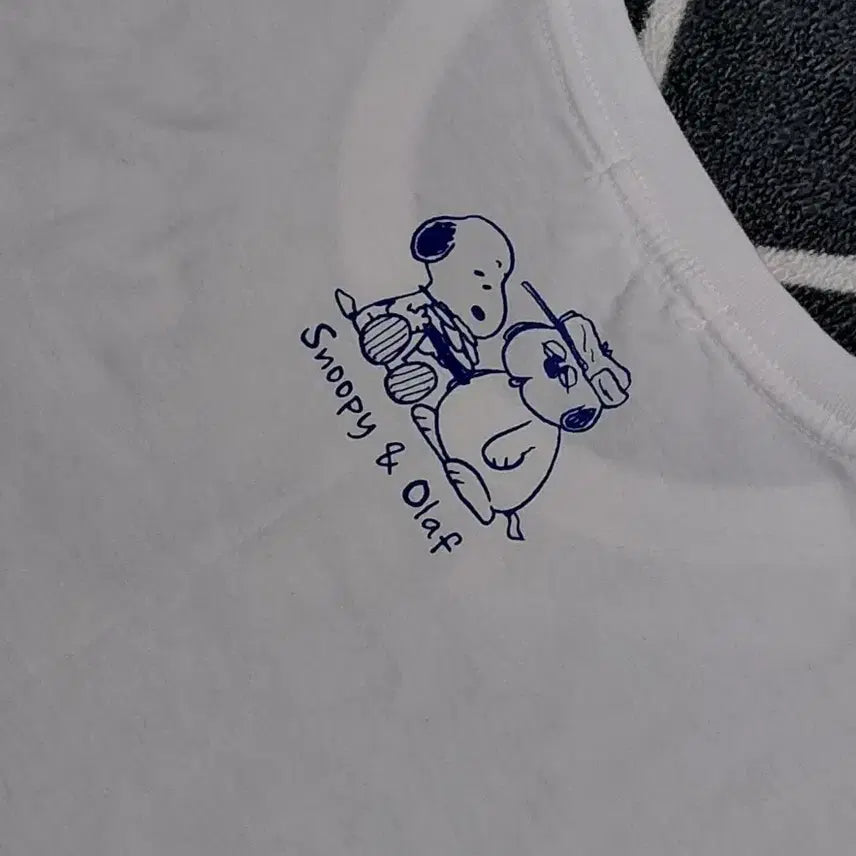 [BUNJANG] Snoopy &amp; Olaf Big Print White T-shirt / [정품] 스누피&amp;올라프 빅 프린트 화이트 티셔츠 (L사이즈)