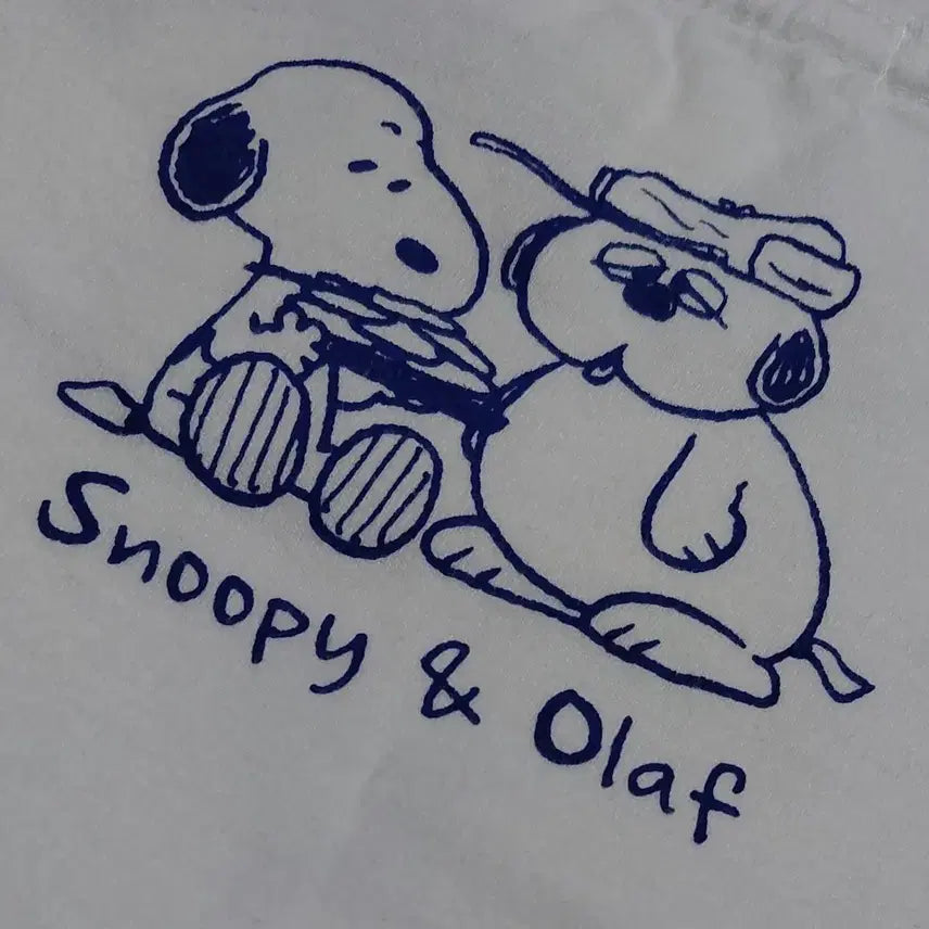[BUNJANG] Snoopy &amp; Olaf Big Print White T-shirt / [정품] 스누피&amp;올라프 빅 프린트 화이트 티셔츠 (L사이즈)