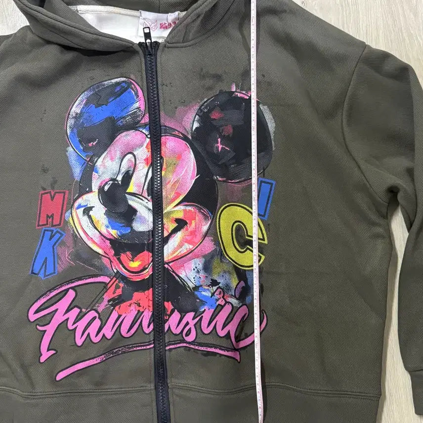 [BUNJANG] Mickey Mouse Khaki Hoodie and Pants Set / 고퀄 미키 후드집업+바지 세트(카키색)