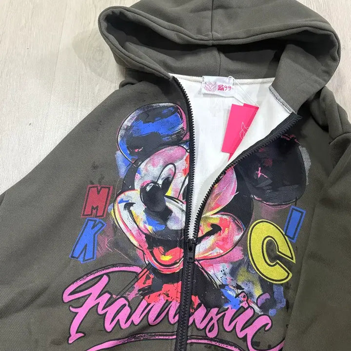 [BUNJANG] Mickey Mouse Khaki Hoodie and Pants Set / 고퀄 미키 후드집업+바지 세트(카키색)