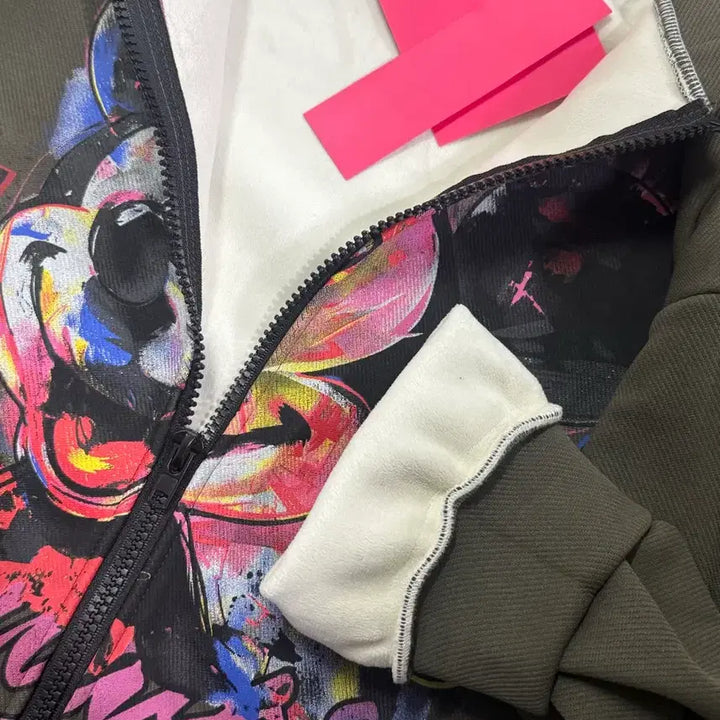 [BUNJANG] Mickey Mouse Khaki Hoodie and Pants Set / 고퀄 미키 후드집업+바지 세트(카키색)