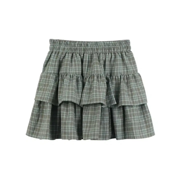 [SOLD OUT] (빠른배송) 체크 셔링  캉캉 밴딩 스커트 3color