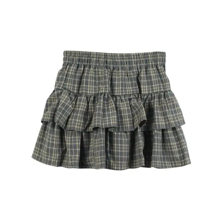 [SOLD OUT] (빠른배송) 체크 셔링  캉캉 밴딩 스커트 3color