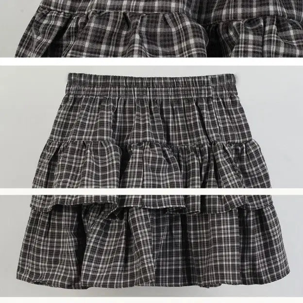 [SOLD OUT] (빠른배송) 체크 셔링  캉캉 밴딩 스커트 3color