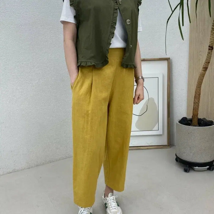 [BUNJANG] Hongdangmu Linen Vest (Khaki) / 홍당무 린넨 조끼(카키)