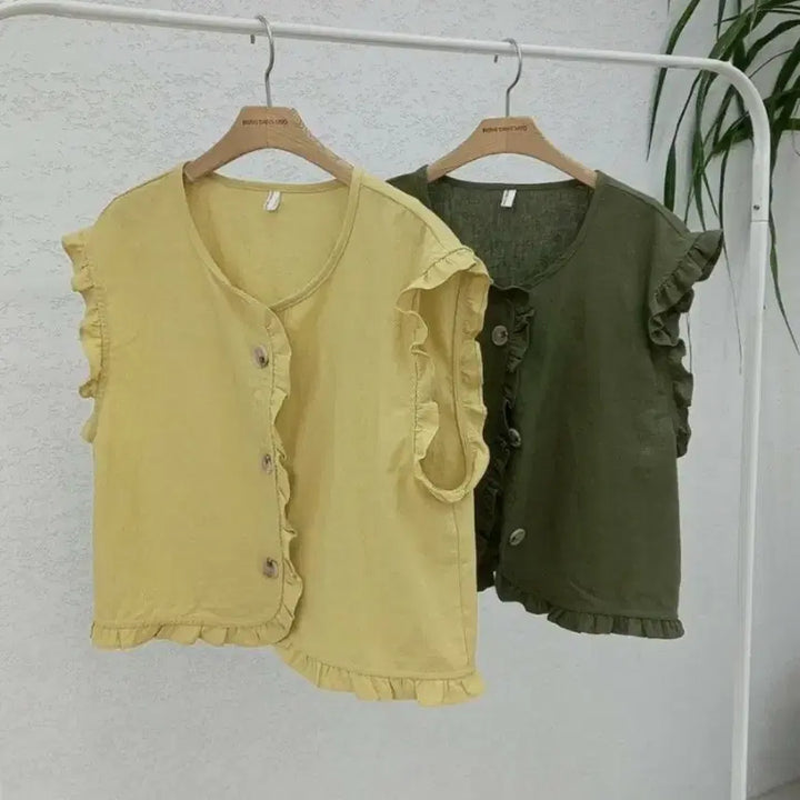 [BUNJANG] Hongdangmu Linen Vest (Mustard) / 홍당무 린넨 조끼(겨자)