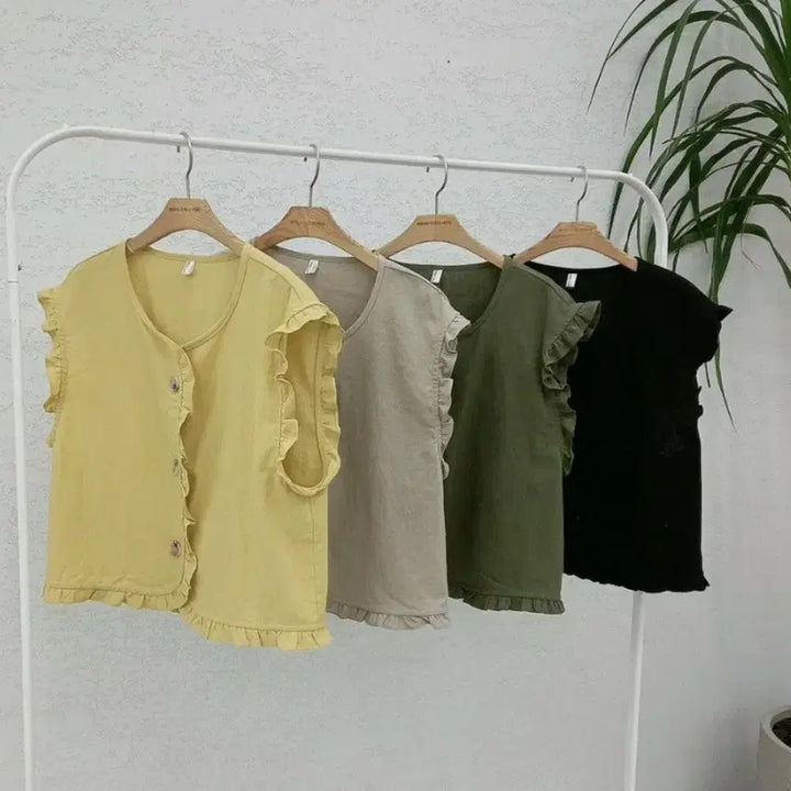 [BUNJANG] Hongdangmu Linen Vest (Mustard) / 홍당무 린넨 조끼(겨자)