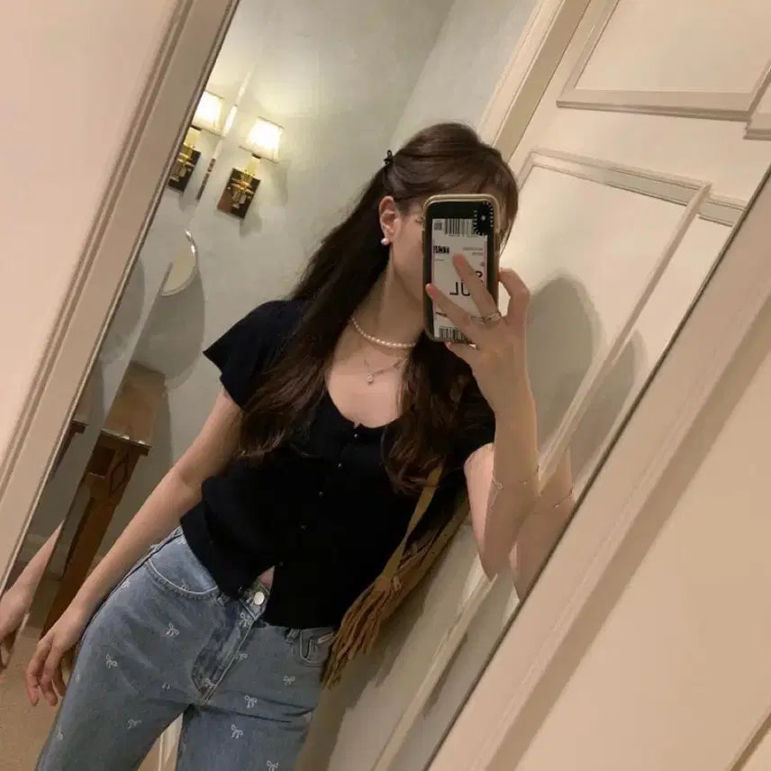 [BUNJANG] pyt Pretty Young Thing Short Sleeve Cardigan Navy / pyt 프리티영띵 반팔 가디건 네이비