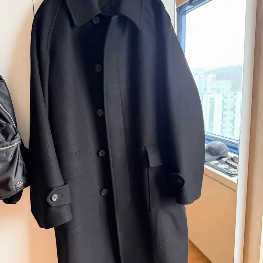 [BUNJANG] 247 Series Balmacaan Coat Black / 247시리즈 발마칸코트 블랙 S (100-105)