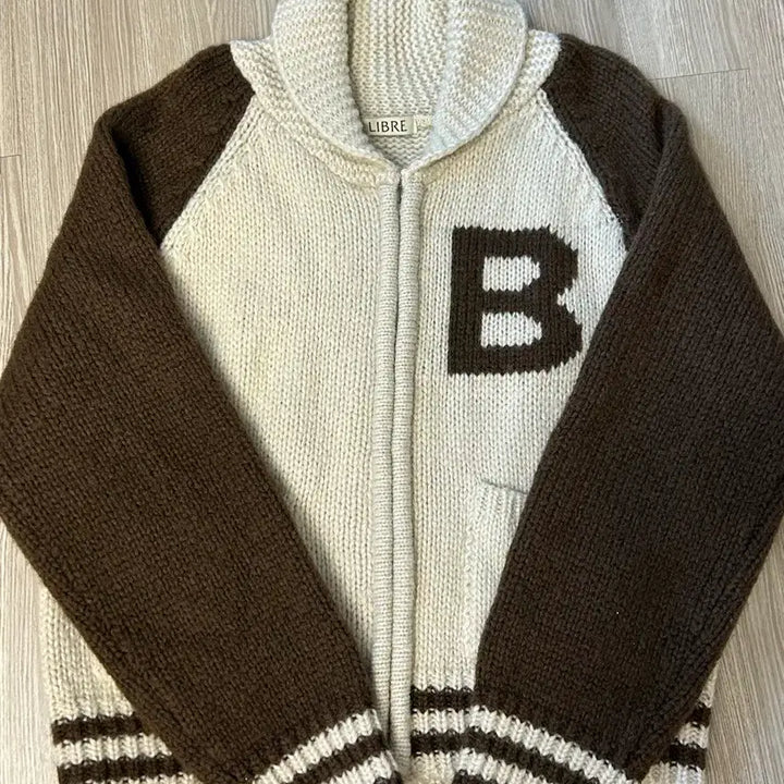 [BUNJANG] Laroom Varsity Wool Zip-up Brown Jacket / 라룸 바시티울집업 브라운