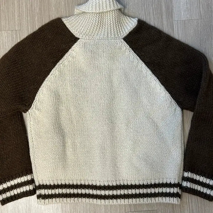 [BUNJANG] Laroom Varsity Wool Zip-up Brown Jacket / 라룸 바시티울집업 브라운