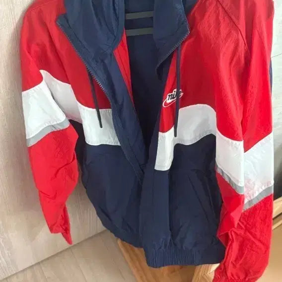 [BUNJANG] Nike Windbreaker Hooded Jacket Red/Navy M / 나이키 바람막이 후드 자켓 레드/네이비m