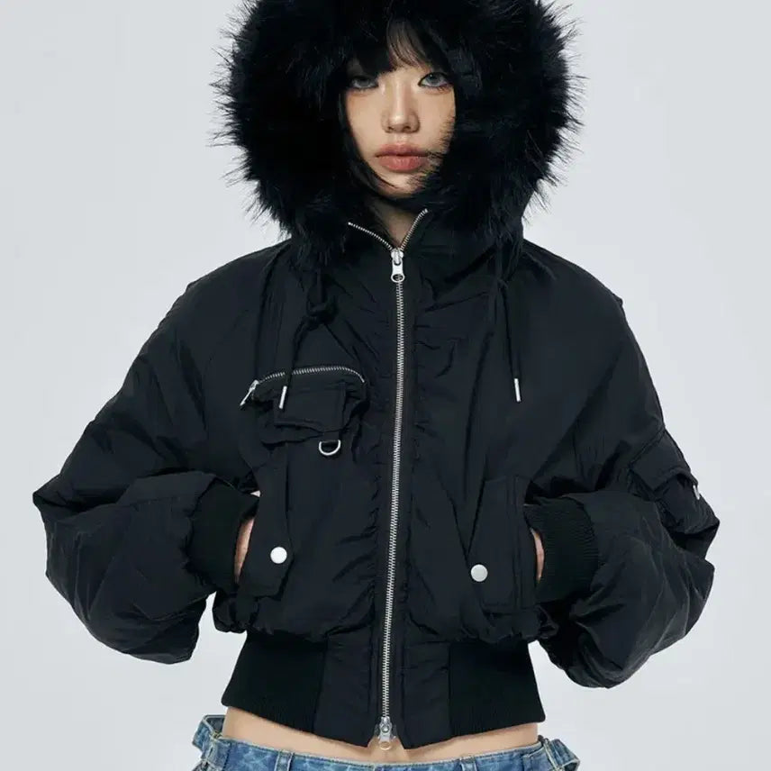 [BUNJANG] Skeem Inducing Hooded Puffer Jacket Black / 스키즘 인듀싱 HOODED PUFFER JACKET BLACK