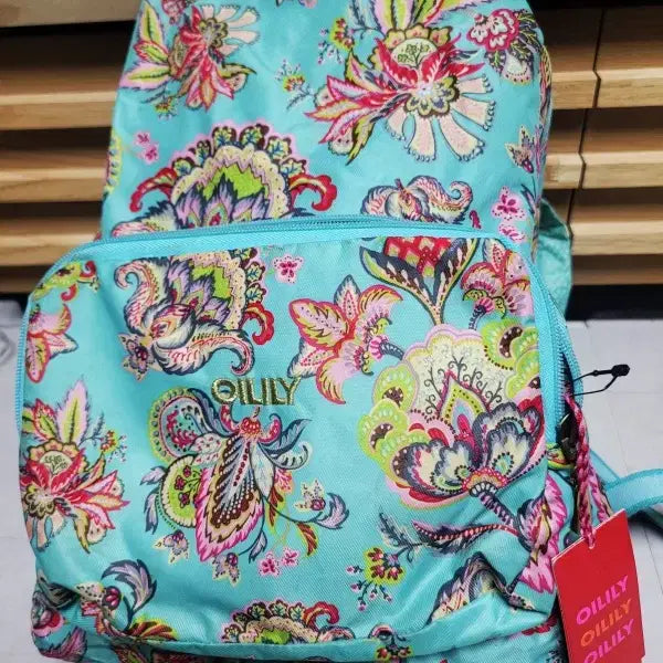 [BUNJANG] Oilily Mint Green Floral Backpack / 오일릴리 민트그린 꽃무늬 백팩 /D
