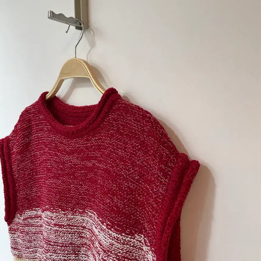 [BUNJANG] LeeYe Red Knit Vest / 이예 레드 니트베스트 1