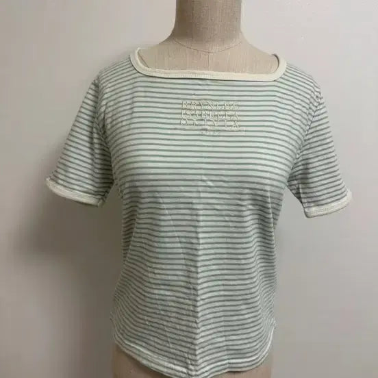 [BUNJANG] Striped Mint Green T-shirt / 스트라이프 반팔 티셔츠 민트색 새상품