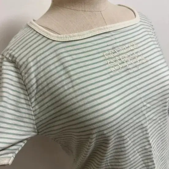 [BUNJANG] Striped Mint Green T-shirt / 스트라이프 반팔 티셔츠 민트색 새상품