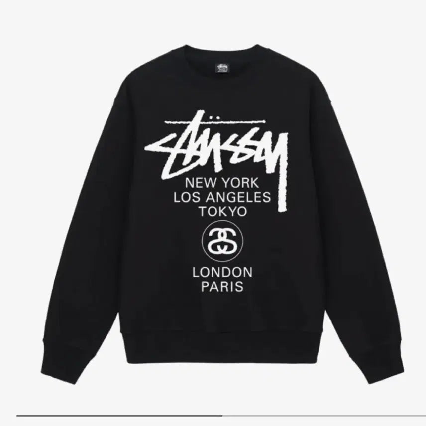 [BUNJANG] Stussy World Tour Black Sweatshirt (S) / 스투시 월드 투어 블랙 맨투맨S 미개봉 새상품