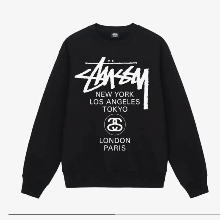 [BUNJANG] Stussy World Tour Black Sweatshirt (S) / 스투시 월드 투어 블랙 맨투맨S 미개봉 새상품