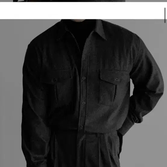 [BUNJANG] Vouro Wool Pocket Shirt (Charcoal) - Men's / 바우로 울 포켓 셔츠 M(차콜)