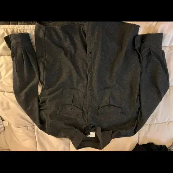 [BUNJANG] Vouro Wool Pocket Shirt (Charcoal) - Men's / 바우로 울 포켓 셔츠 M(차콜)