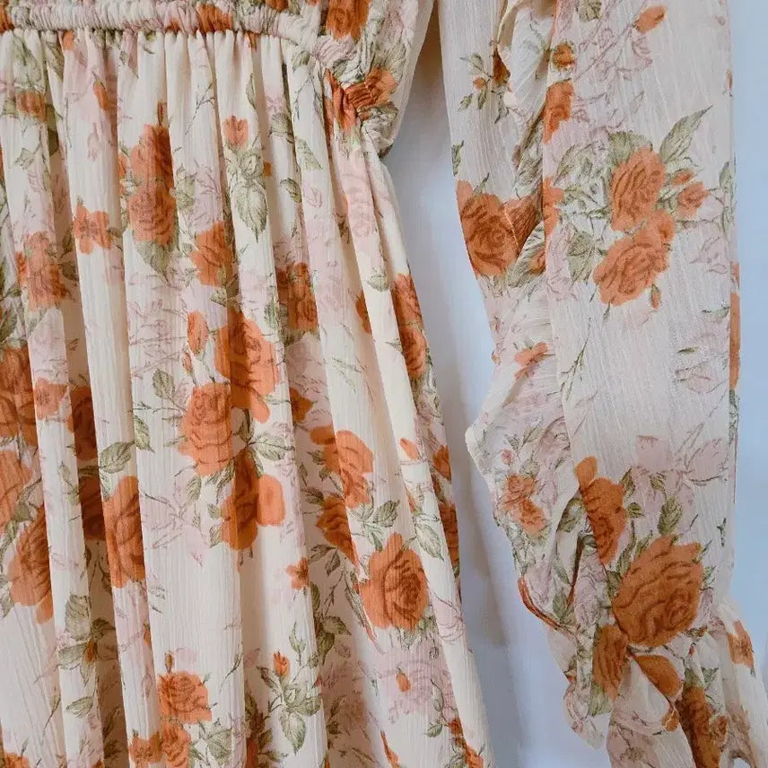 [BUNJANG] Attirance Floral Chiffon Dress / 아뜨랑스 플로럴 쉬폰원피스
