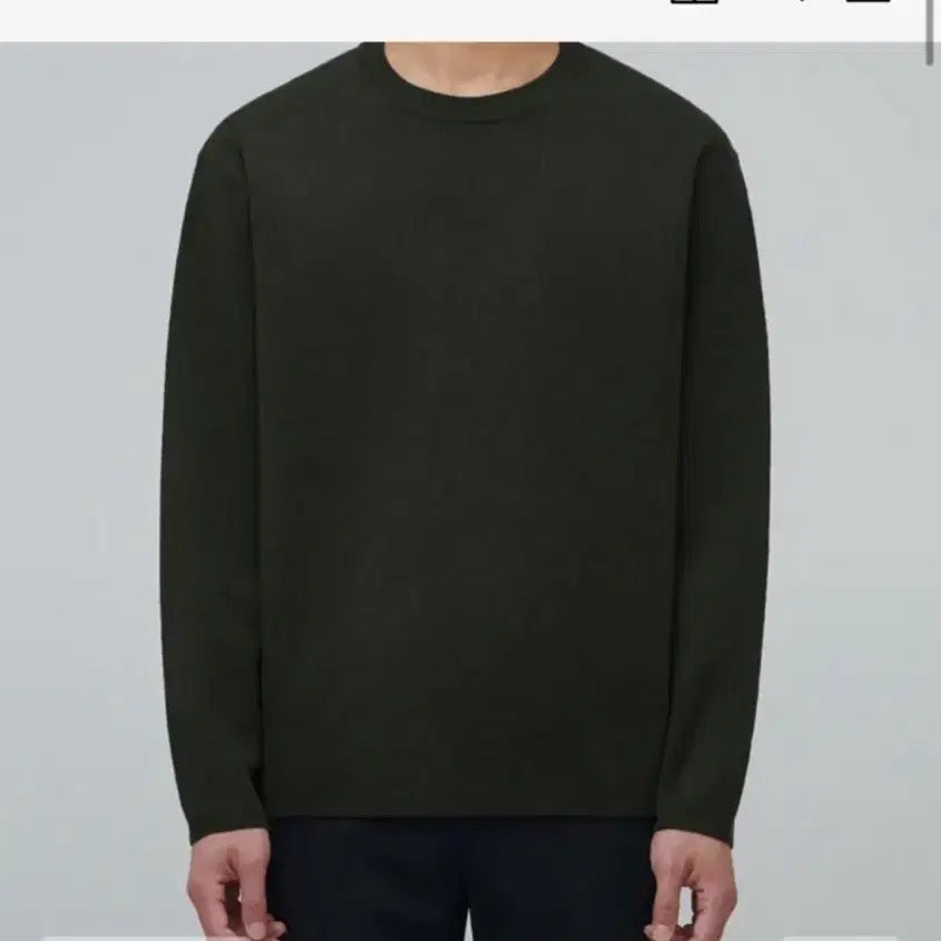 [BUNJANG] Musinsa Standard Minimal Crew Neck Knit (Khaki, M) / 무탠다드 미니멀 크루넥니트(카키,m)