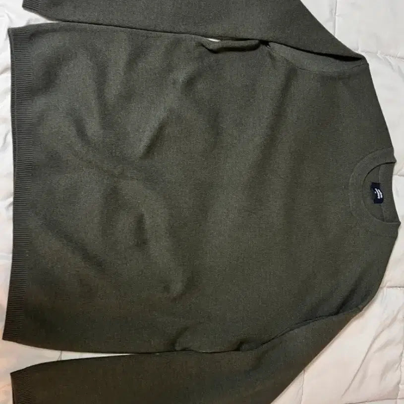 [BUNJANG] Musinsa Standard Minimal Crew Neck Knit (Khaki, M) / 무탠다드 미니멀 크루넥니트(카키,m)