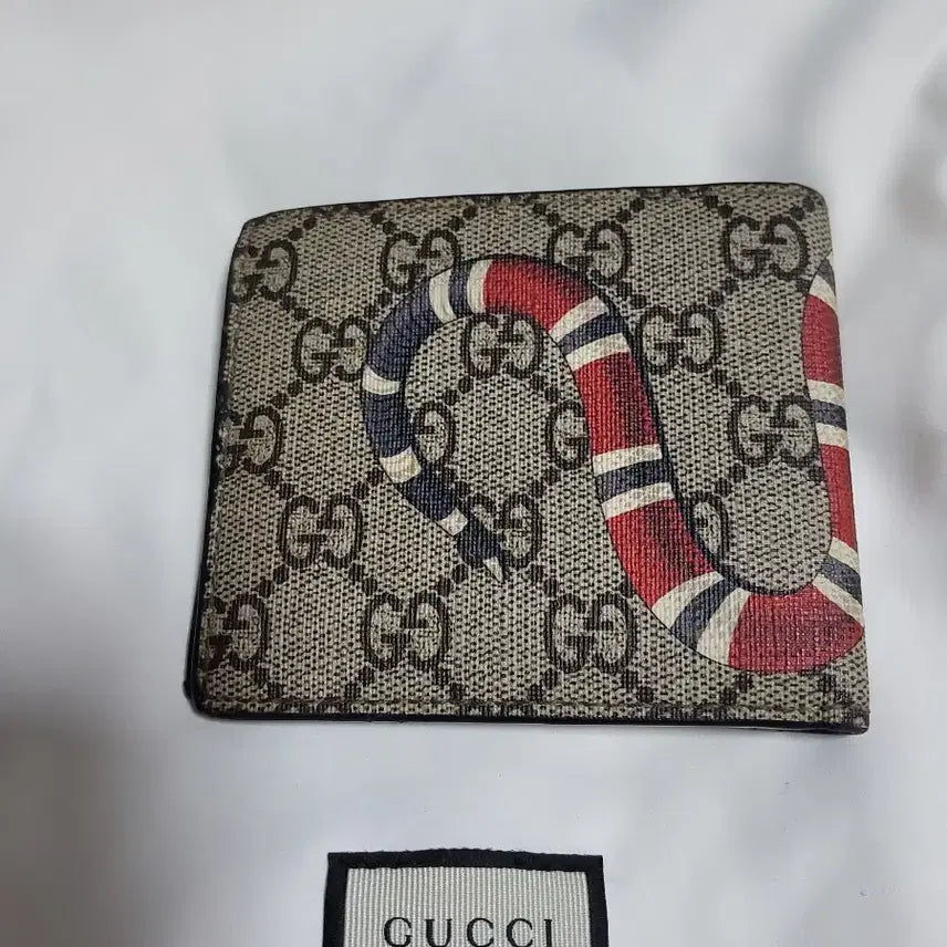 [BUNJANG] Gucci Kingsnake GG Supreme Bifold Wallet / 구찌 킹스네이크 반지갑 GG 수프림