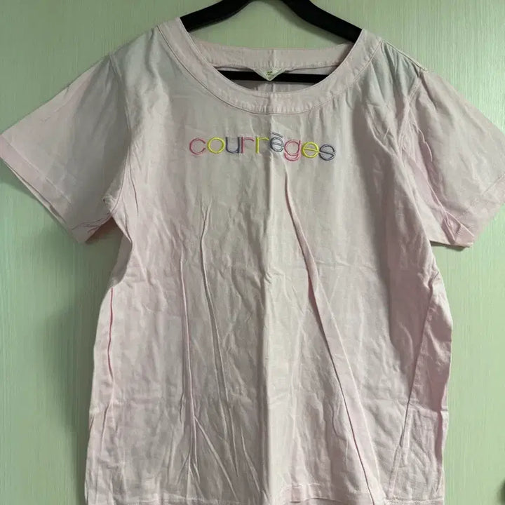 [BUNJANG] Courrèges Pink Embroidered Logo T-shirt / 쿠레쥬 핑크 반팔 티셔츠 정품
