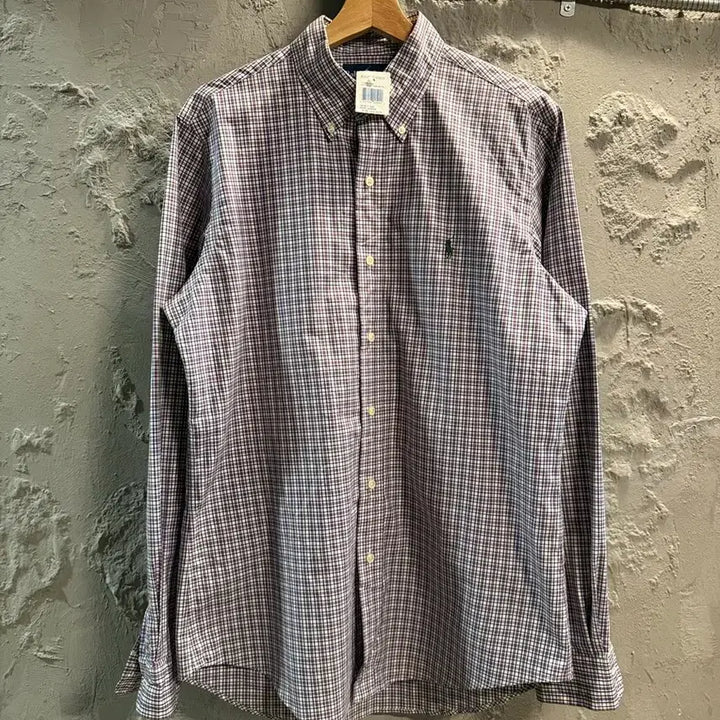 [BUNJANG] Polo Ralph Lauren Custom Fit Check Button-Down Shirt / M 폴로 랄프로렌 POLO 커스텀핏 체크 버튼다운 셔츠 퍼플그린