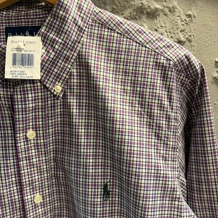 [BUNJANG] Polo Ralph Lauren Custom Fit Check Button-Down Shirt / M 폴로 랄프로렌 POLO 커스텀핏 체크 버튼다운 셔츠 퍼플그린
