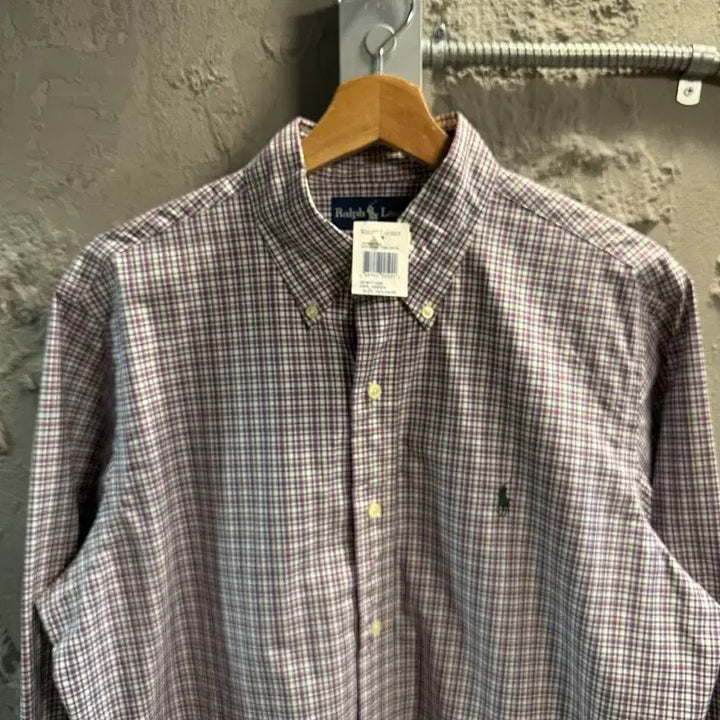[BUNJANG] Polo Ralph Lauren Custom Fit Check Button-Down Shirt / M 폴로 랄프로렌 POLO 커스텀핏 체크 버튼다운 셔츠 퍼플그린