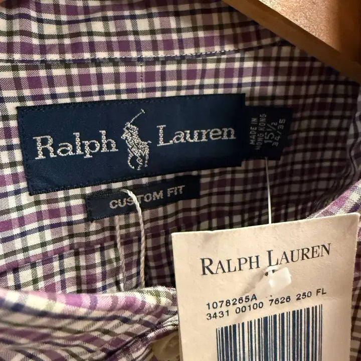 [BUNJANG] Polo Ralph Lauren Custom Fit Check Button-Down Shirt / M 폴로 랄프로렌 POLO 커스텀핏 체크 버튼다운 셔츠 퍼플그린